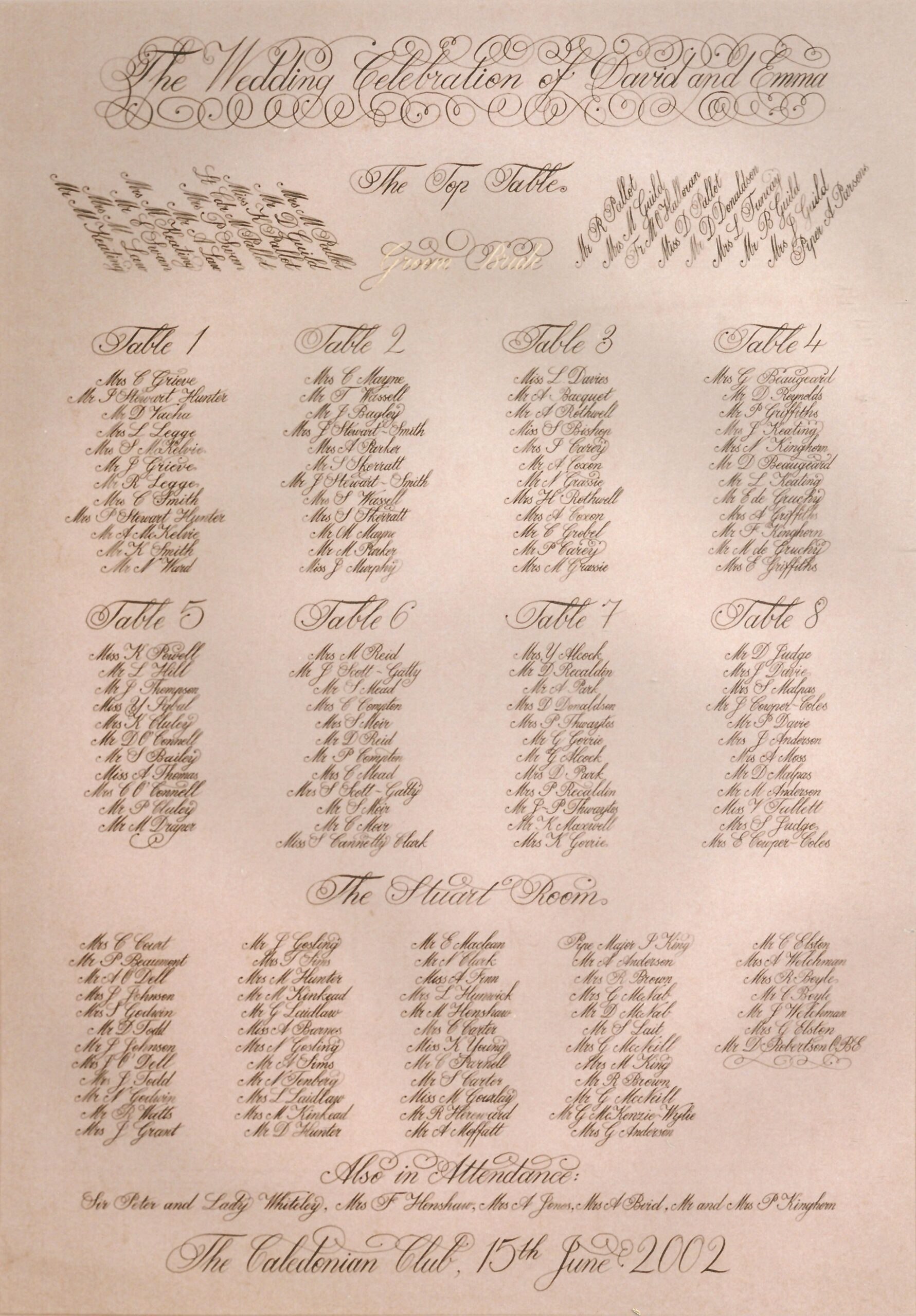 Copperplate Script Seating Plan